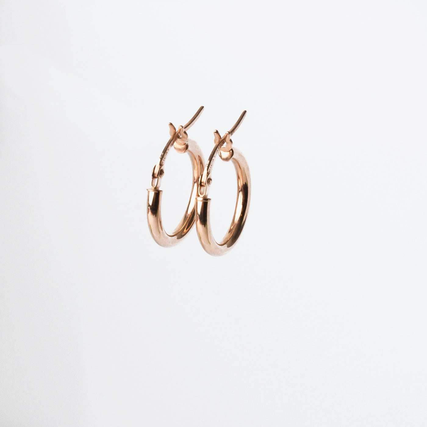 15mm rose gold tube hoops