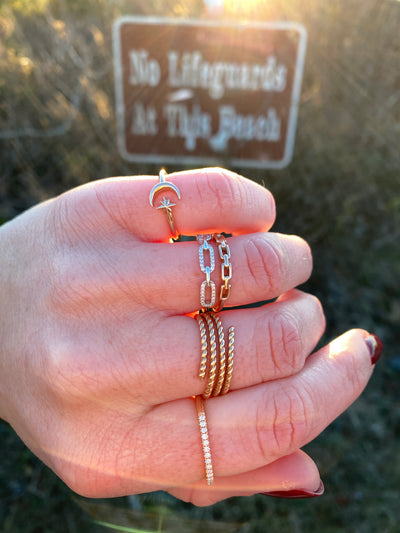 Diamond Chain Link Ring