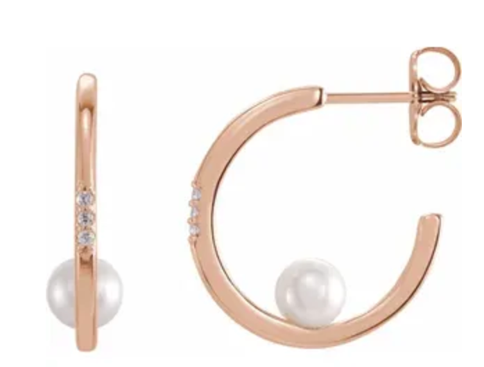 Pearl and Diamond Hoops