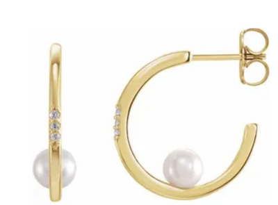 Pearl and Diamond Hoops