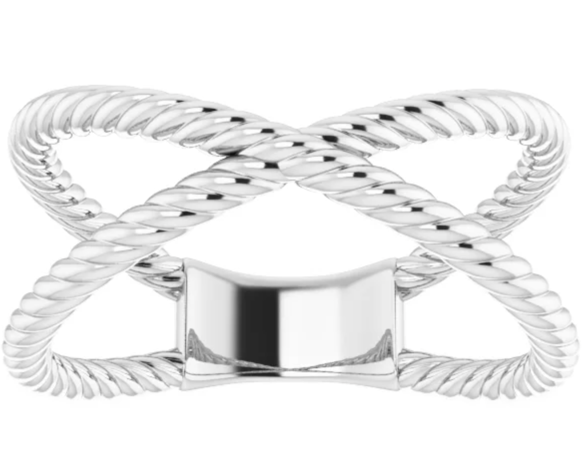 SS Cross Rope Ring